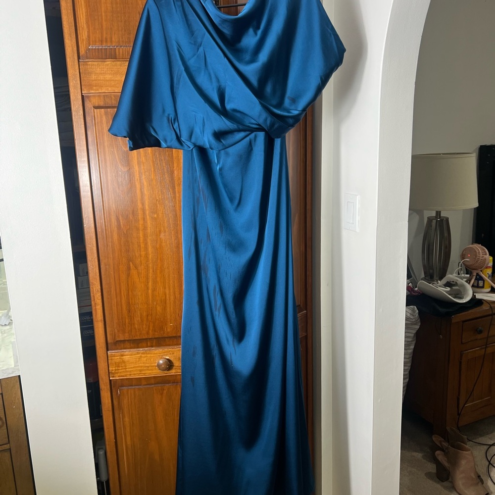 Elegant Teal Satin Gown